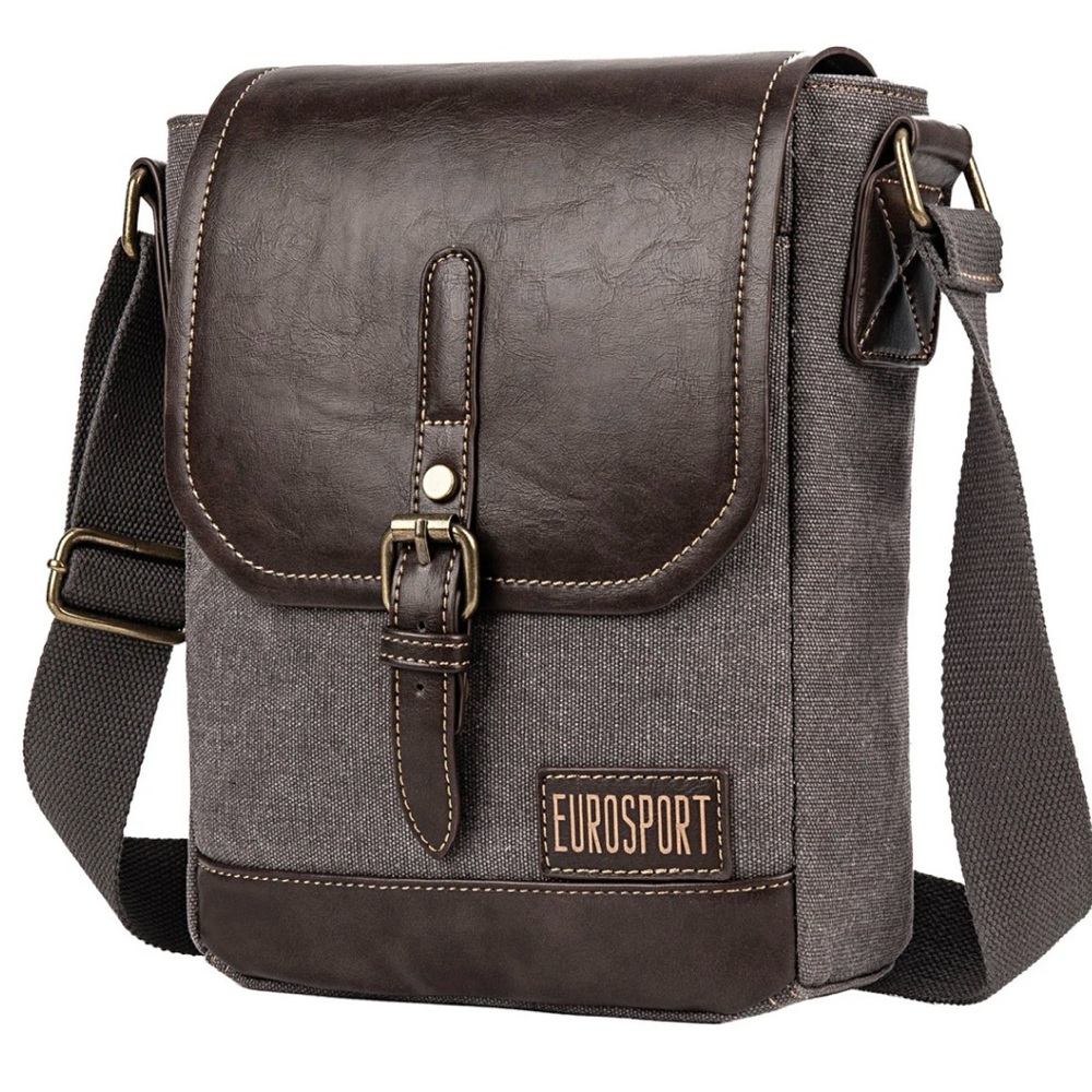 Eurosport Messenger Bag Canvas 10” x 8” x 3” Charcoal B428